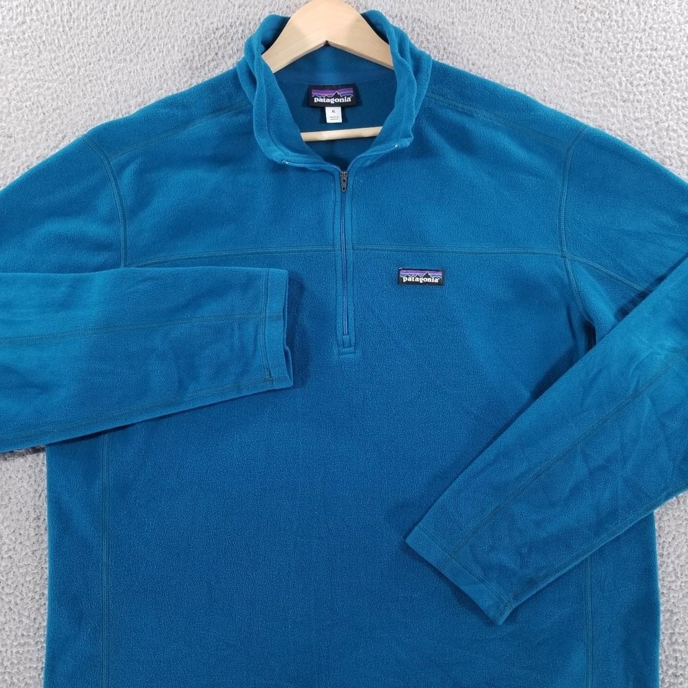 Patagonia Jacket Mens XL Blue Micro D Lightweight Fleece 1/4 Zip Pullover Hiking